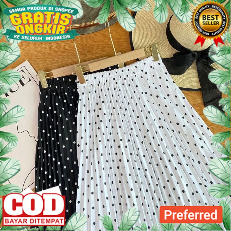 PRODUK PALING LARIS /ROK POLKADOT / ROK PLISKET POLKADOT / ROK PLISKET MOTIF POLKADOT / ROK POLKA / 