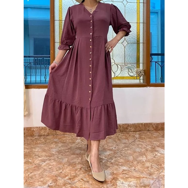 Feli Dress Jumbio Crinkle Airflow Premium Import Dress jumbo wanita