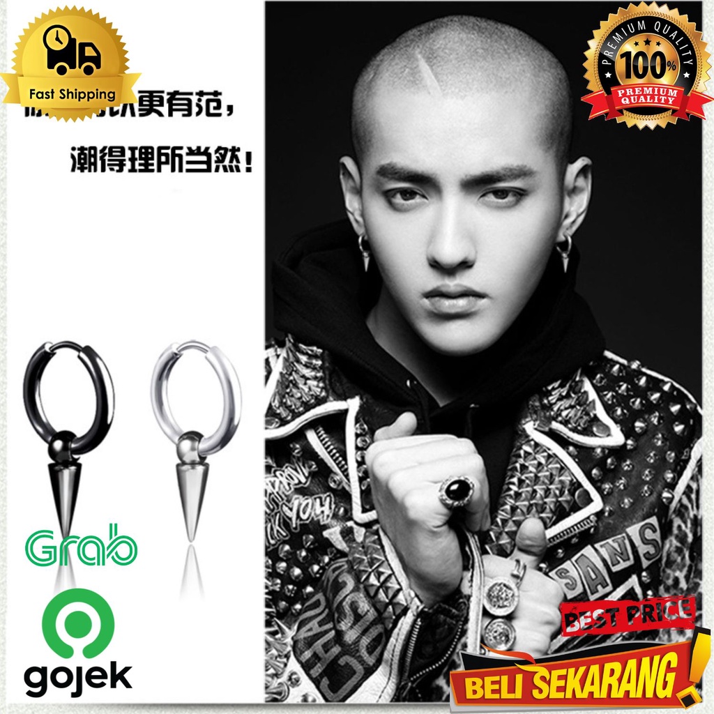 Anting jepit magnet tanpa tindik / Anting hitam pria tindik kpop ,/ anting jepit / anting pria / ant