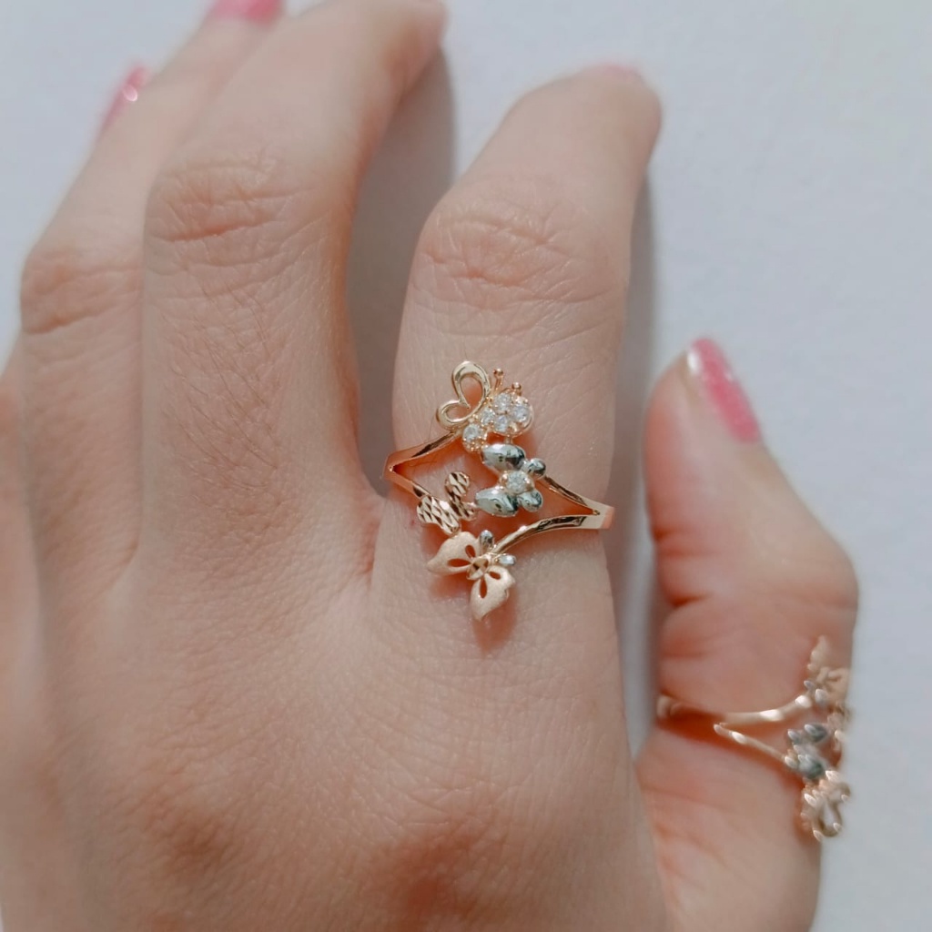 cincin kupu kupu cantik emas asli