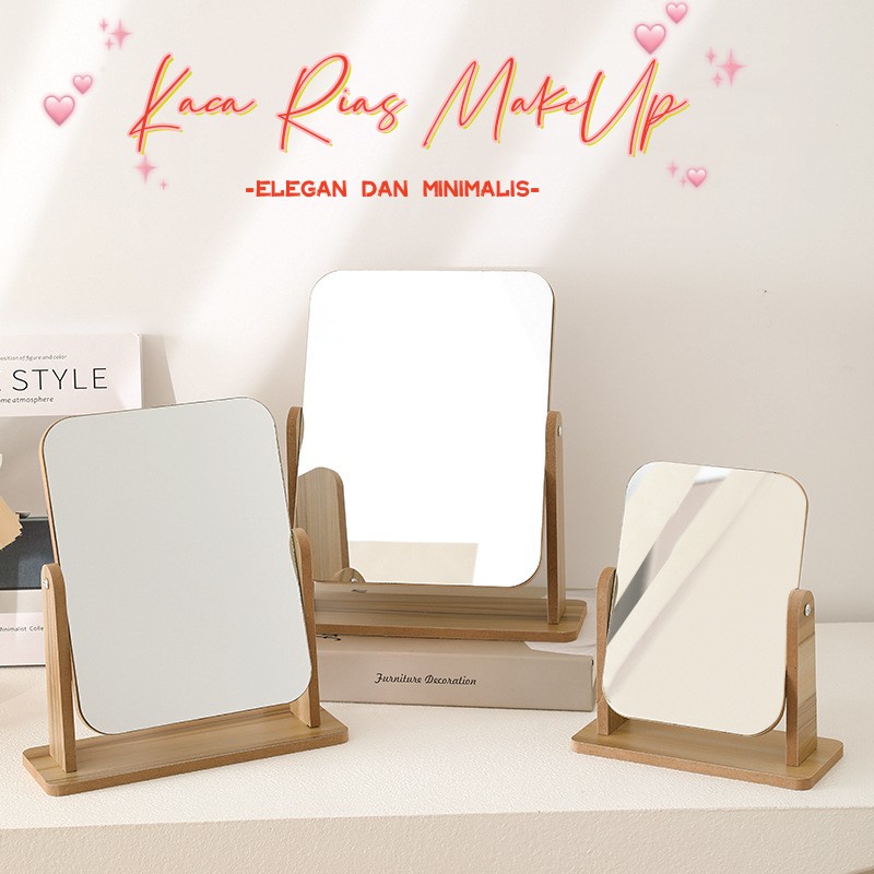 Kaca Rias Make Up / Cermin Rias Meja / Make Up Mirror / Kaca Elegan dan Minimalis / Cermin Make Up