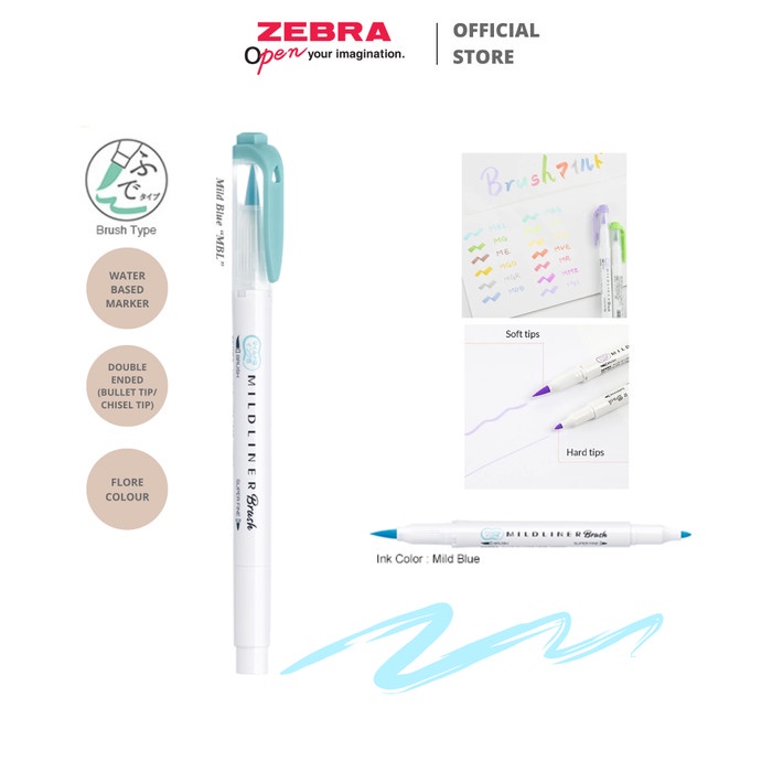 

Zebra Mildliner Brush Pen Marker Highlighter Dua sisi - Hijau