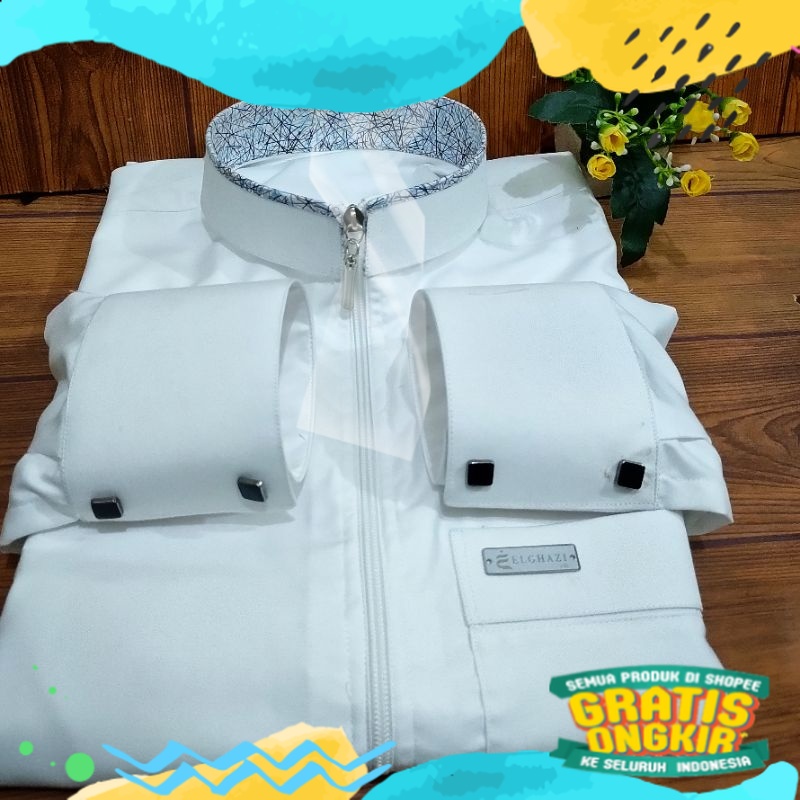 [COD] JUBAH ELGHAZI THOBE 7 QEIN ZIPPER TERLARIS ELGHAZI / GAMIS PRIA DEWASA / JUBAH SAUDI/ biru tel