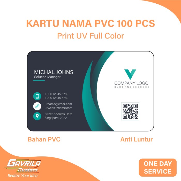 

[Promo]New Custom Kartu Nama/Bisnis Bahan PVC Print UV Qty 100 Pcs Murah