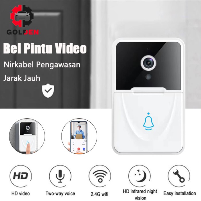 Bel Pintu Pintar Bel Rumah Wireless Waterproof Kamera Keamanan Tanpa