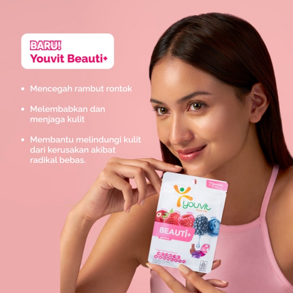 Biotin Gummy untuk Vitamin Rambut Rontok | Youvit Beauti+ 30 Hari