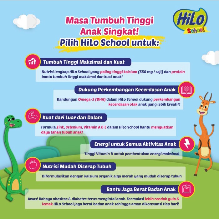 

✨PROMO✨ -HiLo School Vanilla 1000g - Susu Tinggi Kalsium