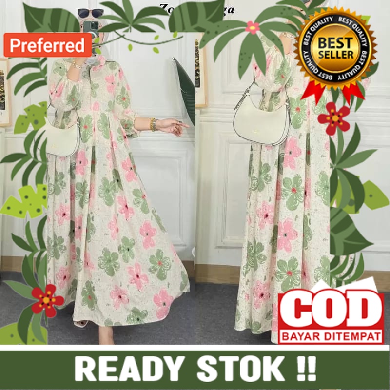 GAMIS ZOYA GAMIS SAKURA JUMBO KEKINIAN 2023 GAMIS CRINGKLE PRINT PREMIUM GAMIS KONDANGAN TERBARU// S