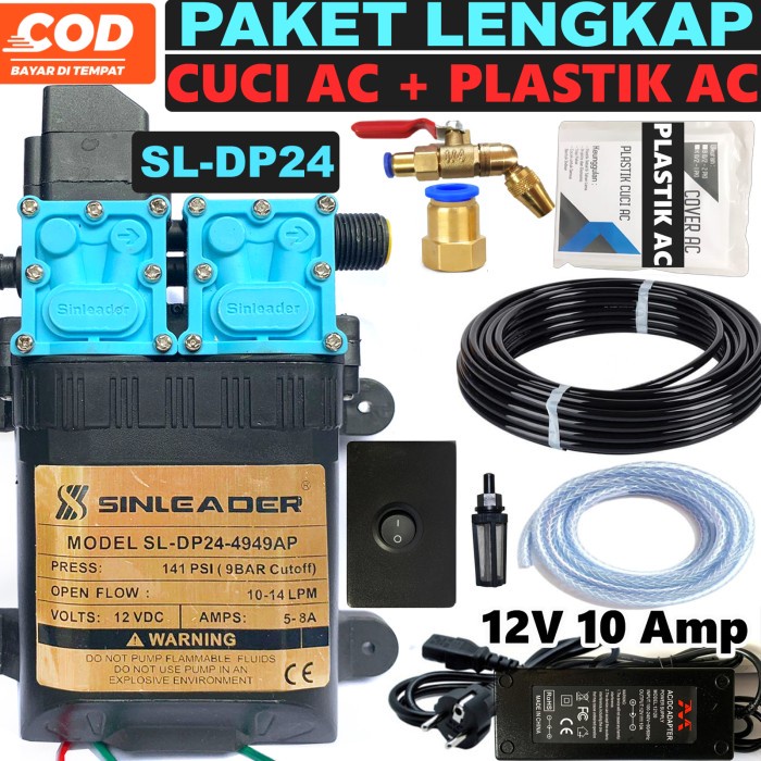 Paket lengkap Cuci AC dual pump Sinleader SL DP24 + Plastik Cover AC