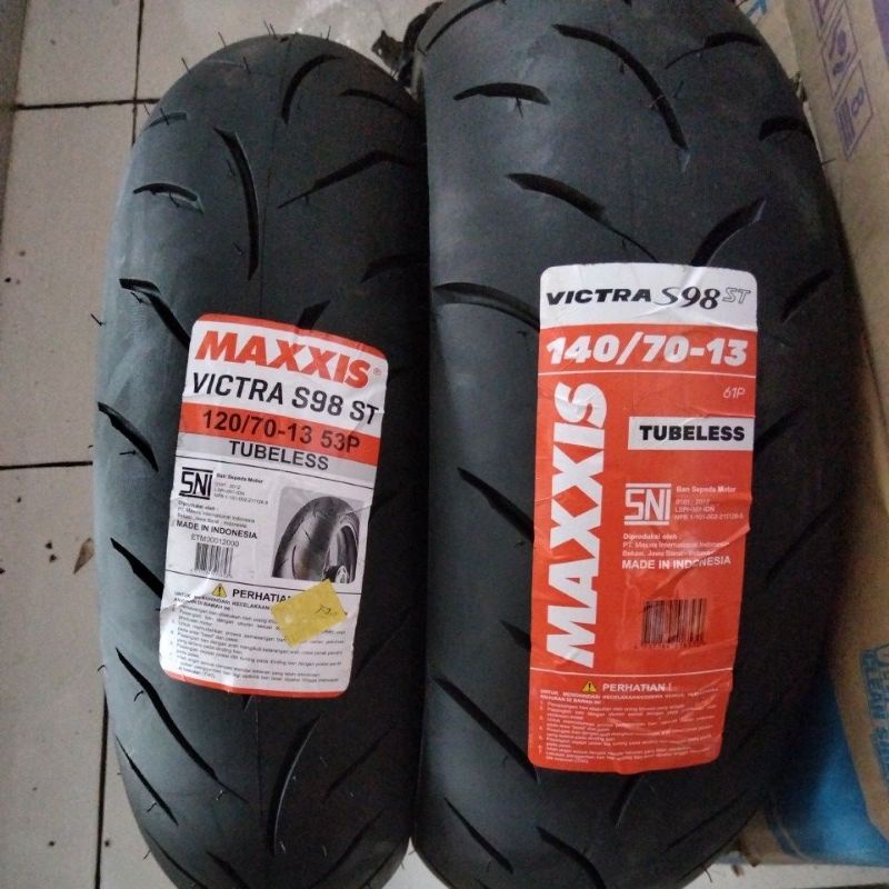 Paket Ban Nmax Sepasang MAXXIS Victra 120/70+140/70 -13 Tubeless - Ban Set Upsize Depan Belakang Tub