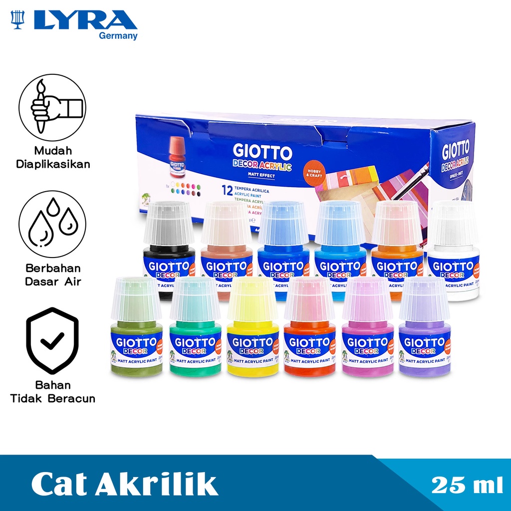 

Giotto Decor Acrylic Cat Lukis 25 Ml Bahan Dasar Air Water Colors Permanent LYR-530600