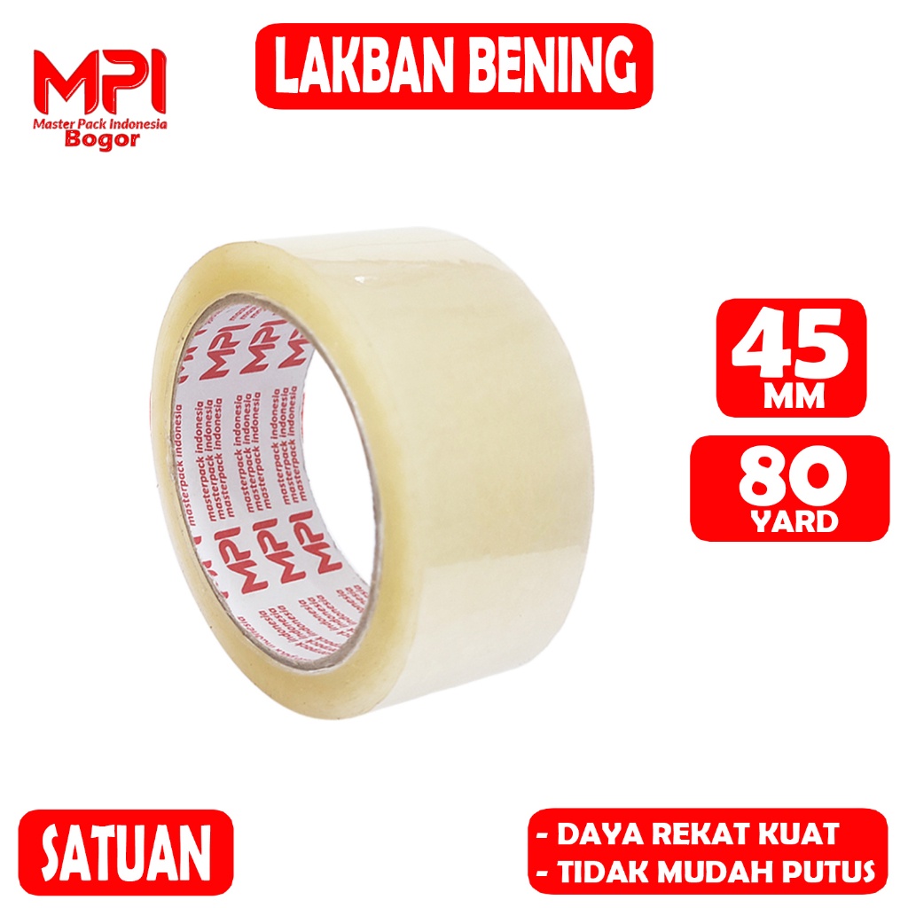 

Lakban Bening MPI 45 mm x 80 Yard / Lakban Packing - Master Pack Indonesia