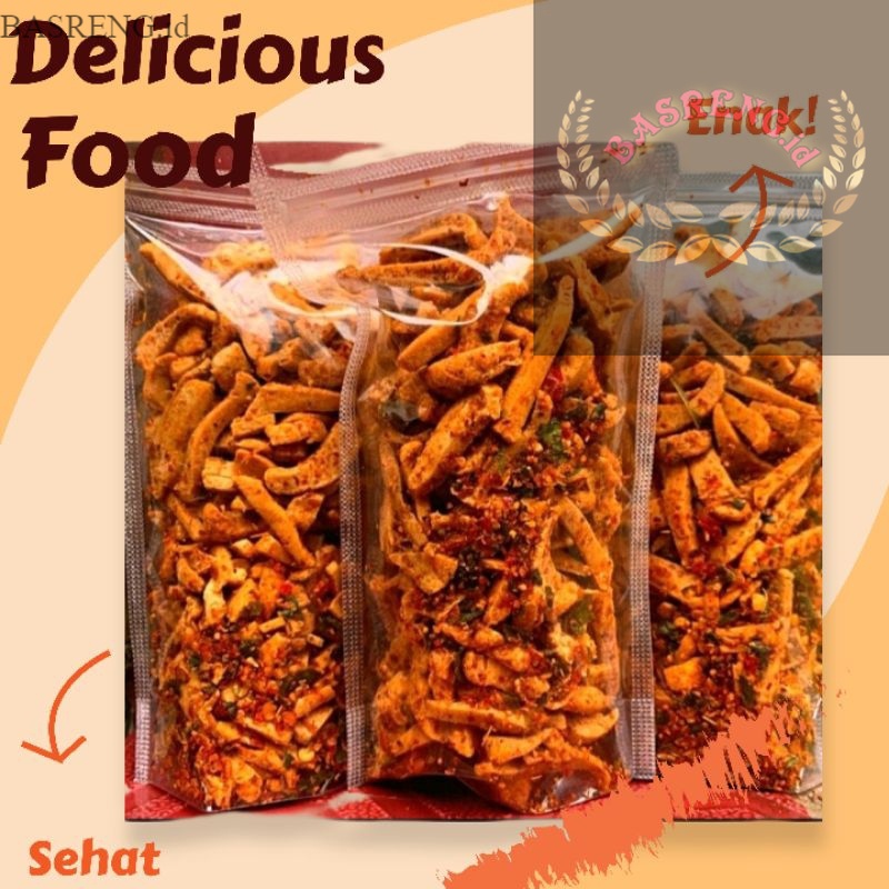 

( BASRENG.id ) CEMILAN BASRENG PEDAS DAUN JERUK/BASRENG VIRAL KEMASAN 100 GR Bumbu melimpah
