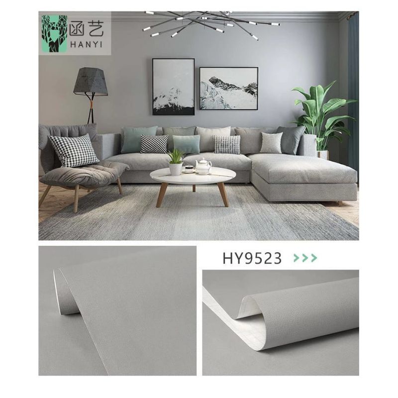 1 KG 2 Roll Polos Pastel Light Grey Wallpaper Dinding Stiker Dekorasi Rumah Ruang Tamu Kamar