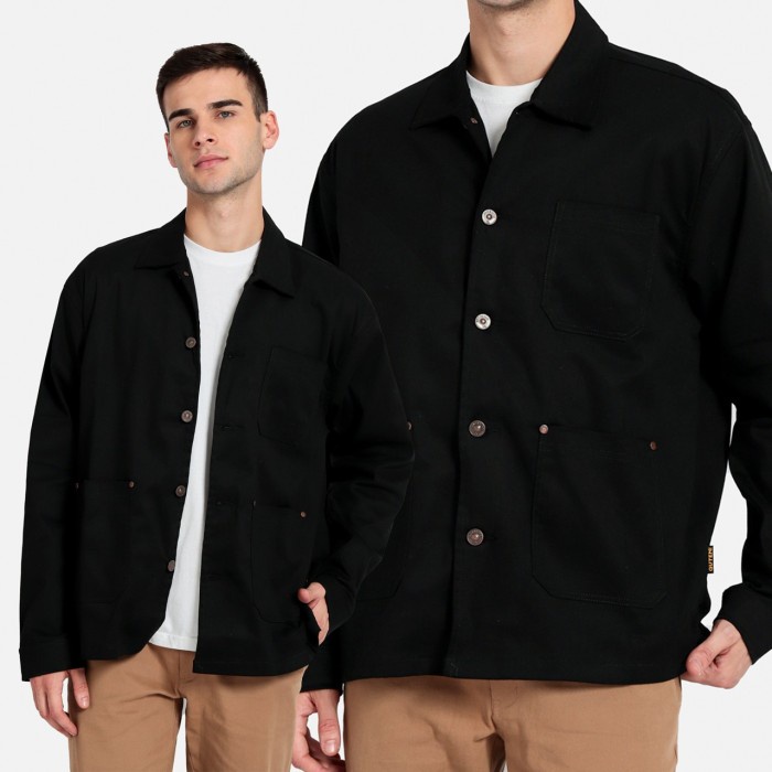 [MRN25] Guteninc - Jaket Pria Hitam Fender Black Jacket - M