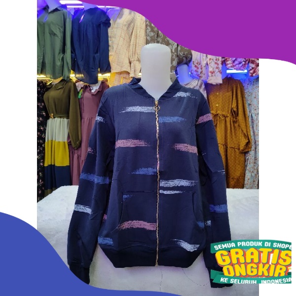 jaket kaos import bomber wanita/ Polkadot kombinasi