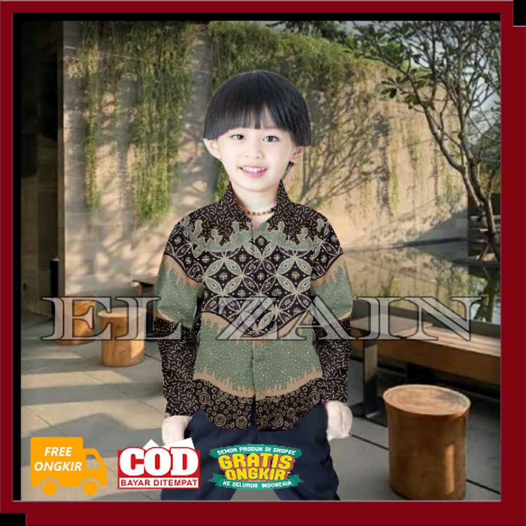 BATIK ANAK COWOK BATIK ANAK COWOK SAGE M L XL XXL//KEMEJA BATIK ANAK COWOK//BAJU BATIK ANAK COWOK//B