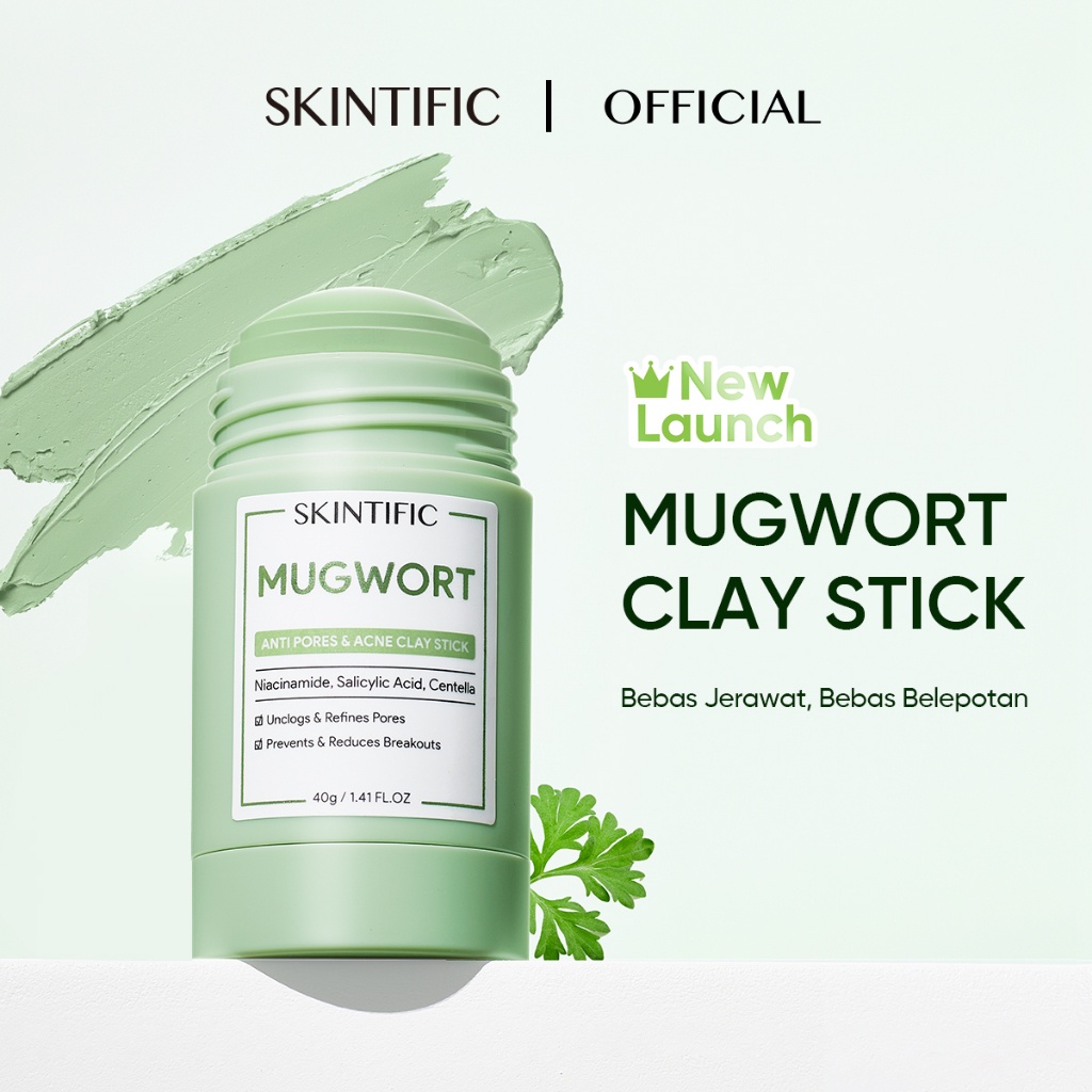 

COD SKINTIFIC Mugwort Clay Mask Stick Mask Cleansing Clay Masker Wajah Travel Friendly for Kulit Sensitif 40g