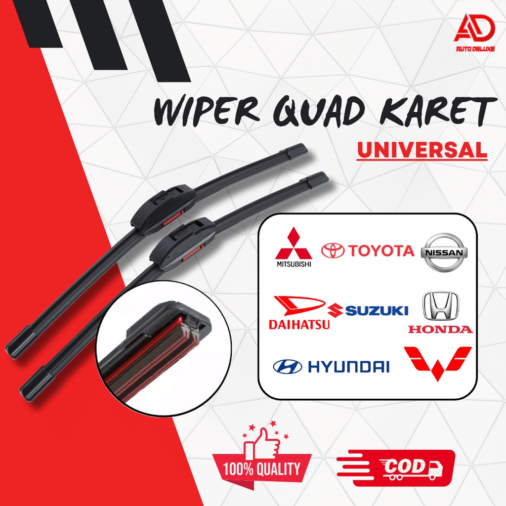 Wiper Mobil Premium Frameless 4 Lapis Karet Anti Baret Anti Berdecit Universal U601