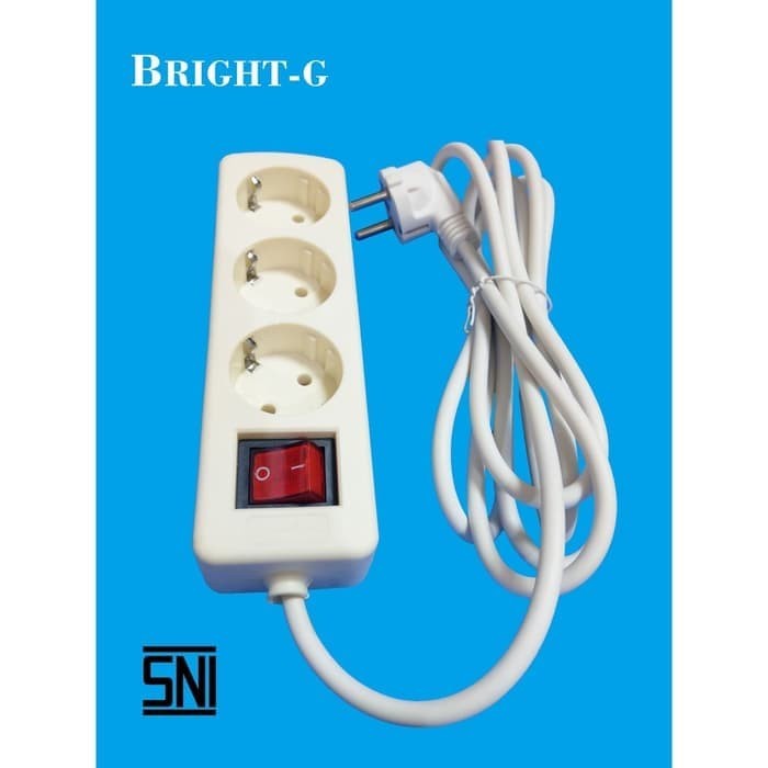 Stop Kontak 3 Lubang Kabel 3 Meter Saklar BRIGHT G