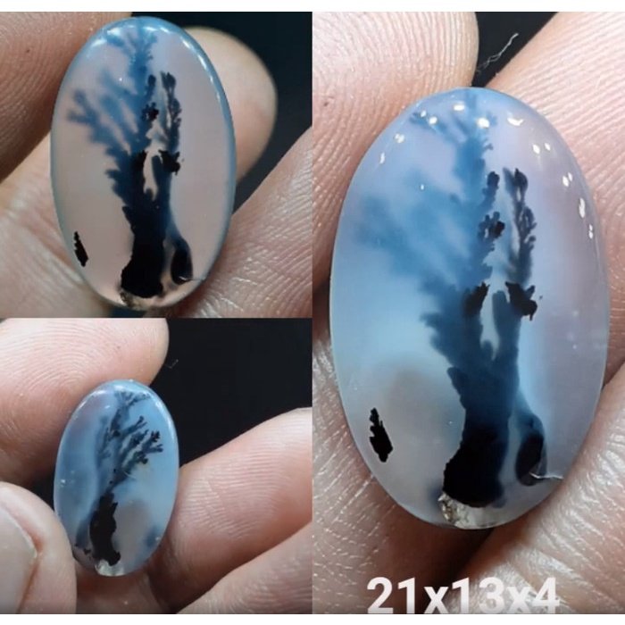 Natural Batu Akik Dendrit Yaman Motif Gambar Tumbuhan Pohon Antik 3