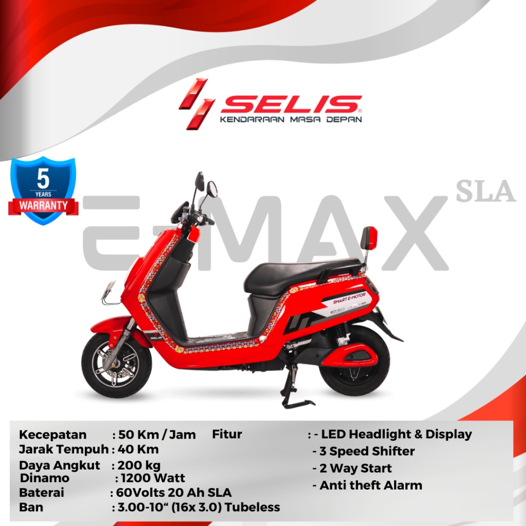 SELIS - E-Max 60 Volt 20 Ah SLA - Sepeda Motor Listrik Motor Listrik Dewasa Off The Road