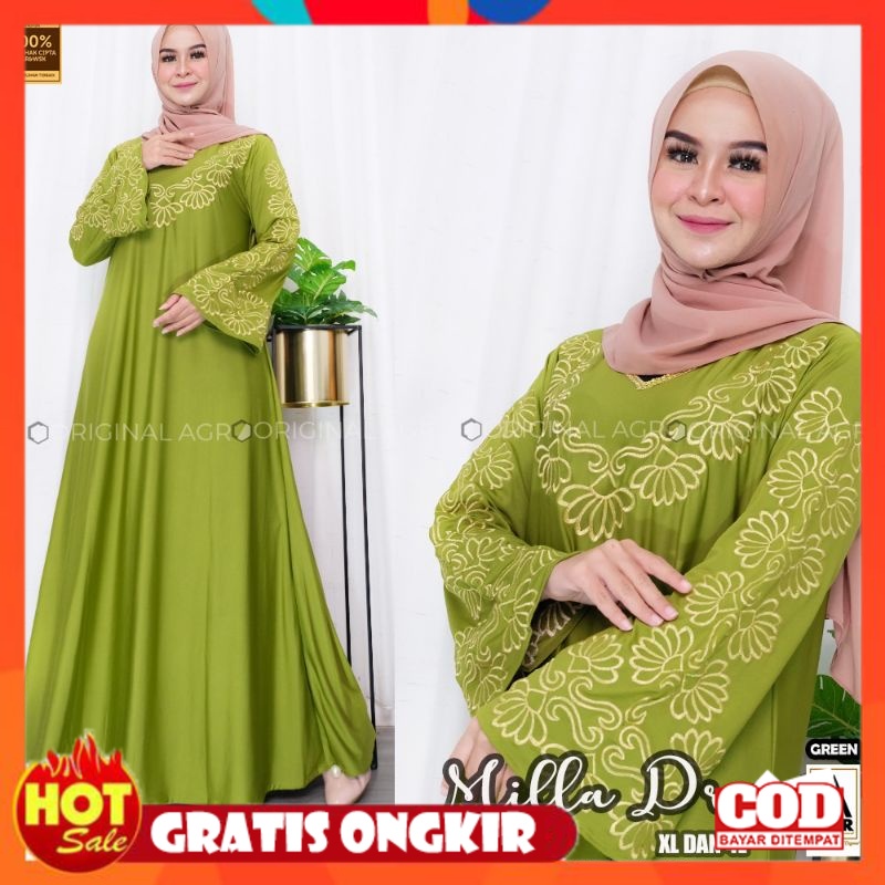 KAIN ADEM HALUS TEBAL / (BISA BAYAR DITEMPAT) Cod Ready Maxy Wanita Terbaru Milla Dress Gamis Muslim
