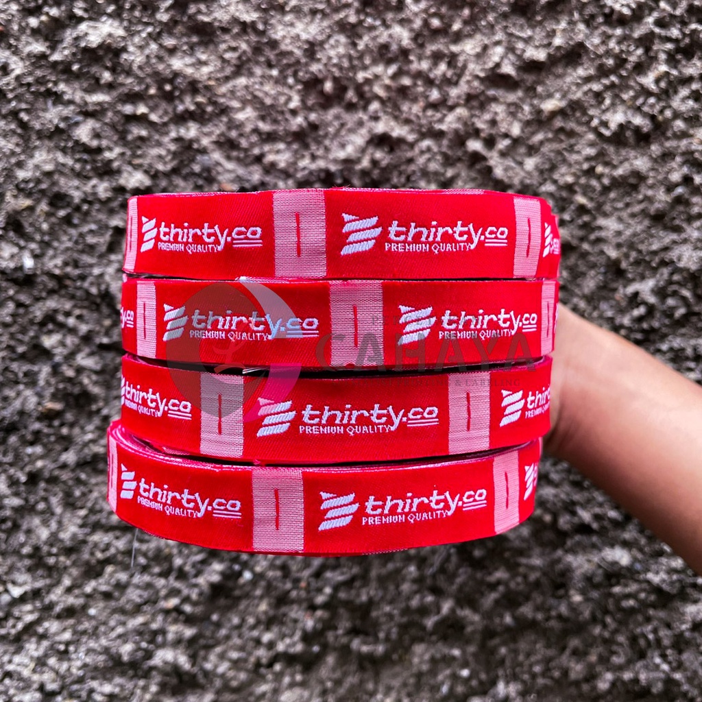 

3x5cm woven damask, label rajut, label tenun, label hijab, kabel baju, label krudung