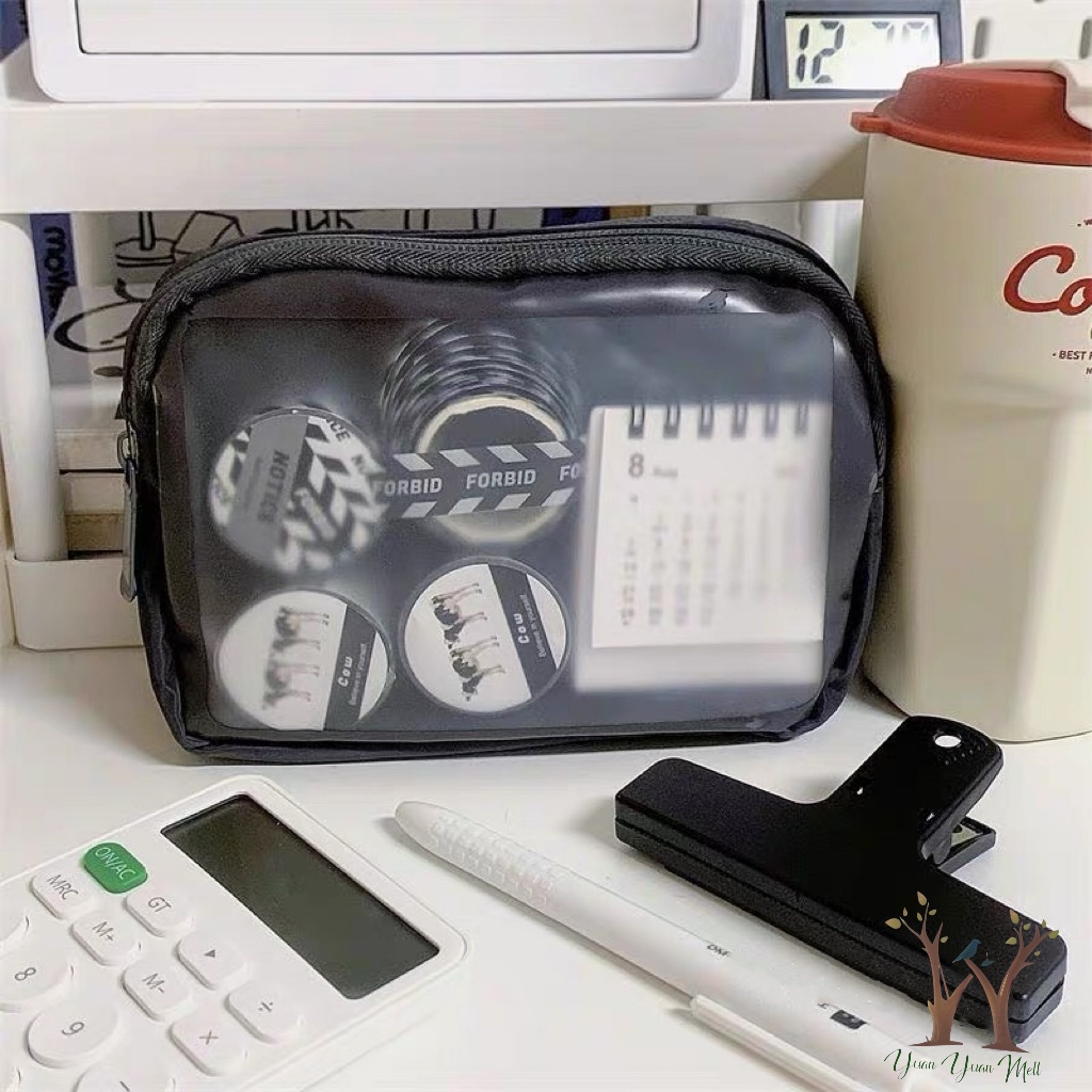 

Storage bag/Kotak Pensil / Tempat pensil/ Transparan / Kotak Pensil Simple / Pouch Make Up / Kotak Pensil Besar -YuanYuan Mall