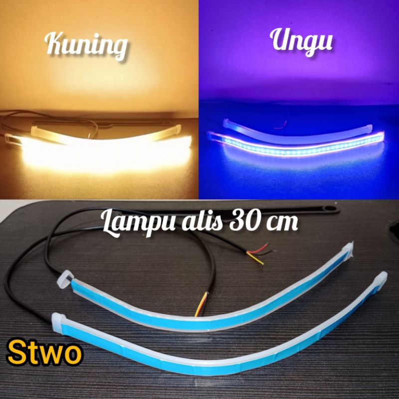 Lampu Motor Lampu LED DRL slim Alis fleksibel 30 cm modul tanam 2 mode senja sein Running Headlamp
