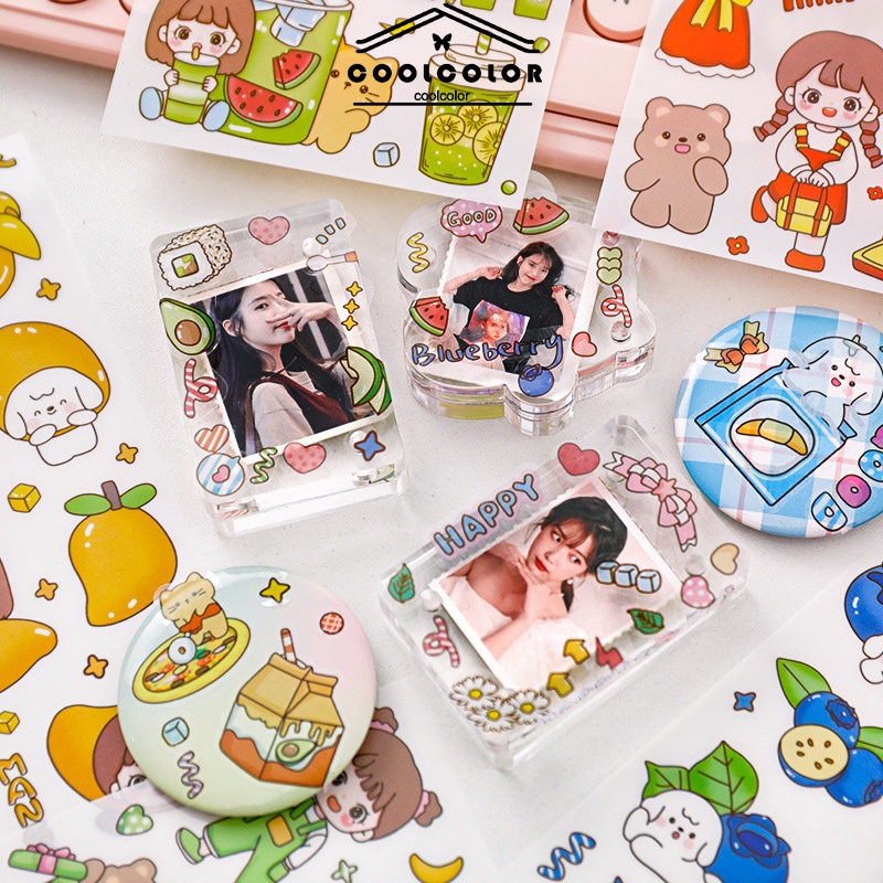 

COD❤️Ins Creative Cute,Happy Girl Hand Ledger Stiker,Siswa Kartun Album,Diy Dekorasi Sticker-cl