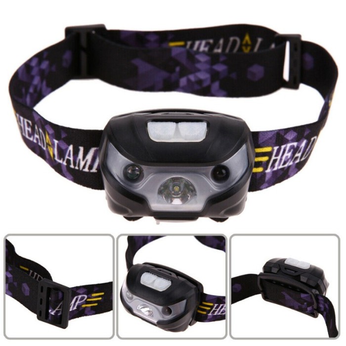 Lampu Headlamp Kepala Gunung Camping Rechargeable USB + Motion Sensor