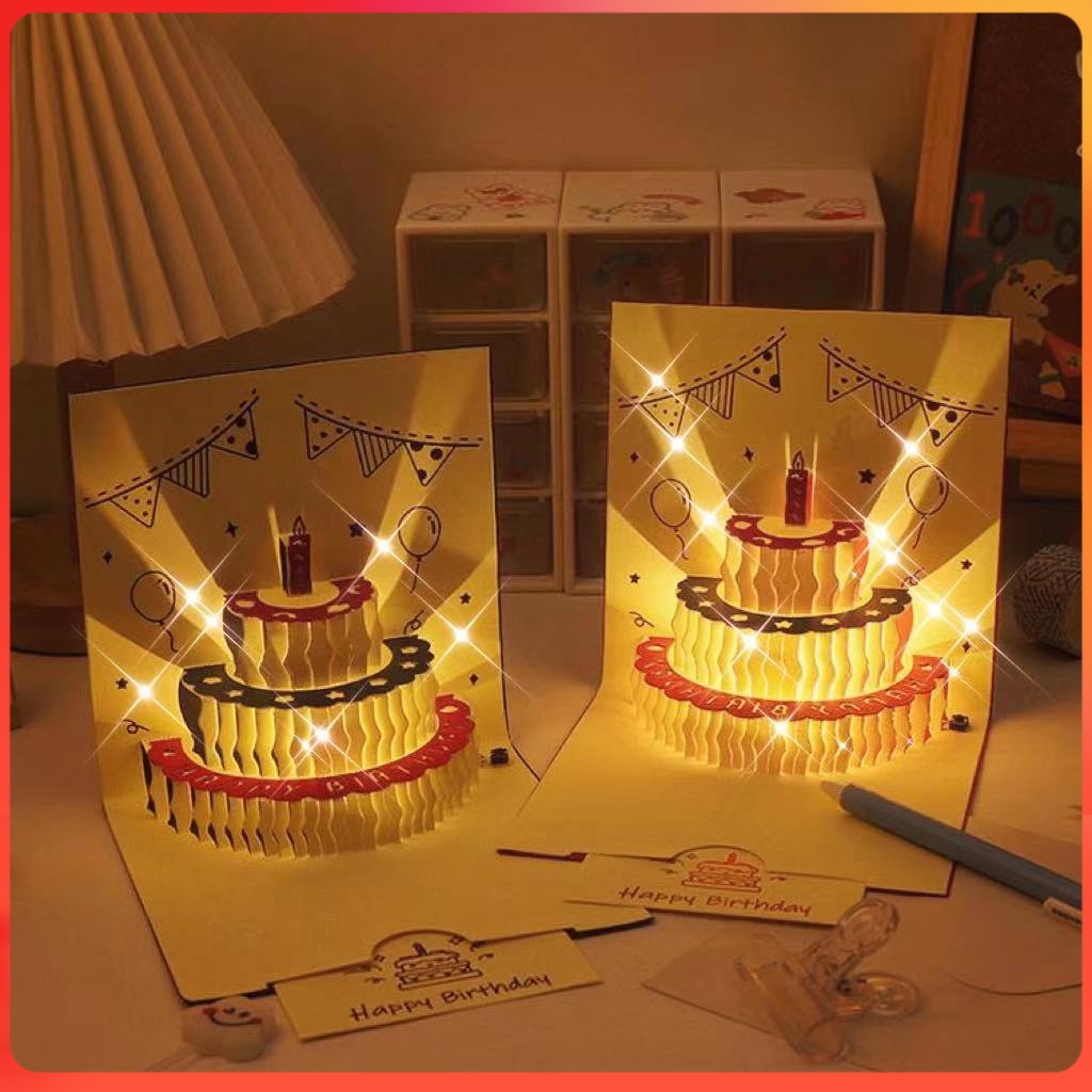 Kartu Ucapan Pop Up 3D Tulisan Happy Birthday dengan Amplop / Kartu Ucapan Happy Birthday Dengan Amp