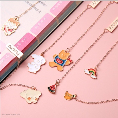 

ABS Pembatas Buku Karakter Korean Ins Cartoon Metal Pendant Bookmark Paper Clip Besi Motif Kartun Penjepit Buku Dengan Liontin Bahan Metal