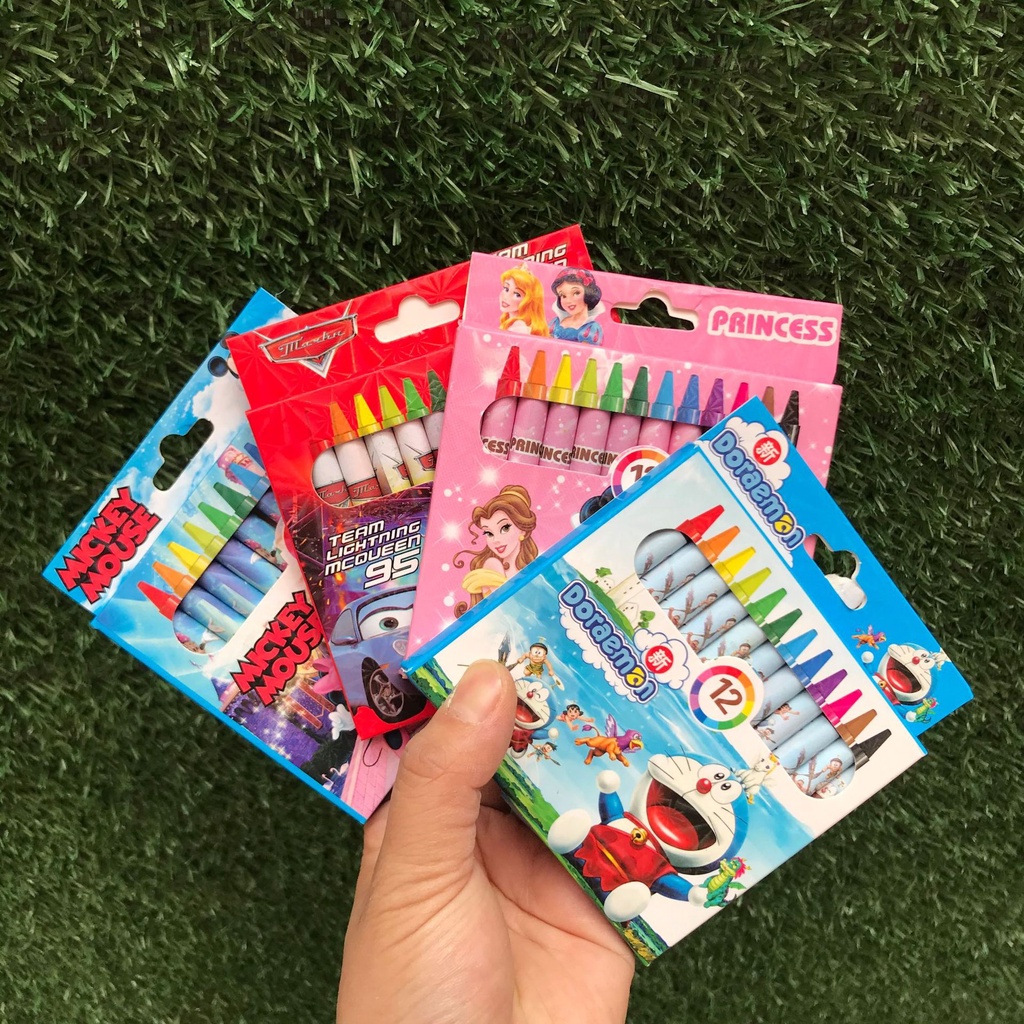

12-warna mini krayon TK hadiah kecil sikat gambar Kartun Import