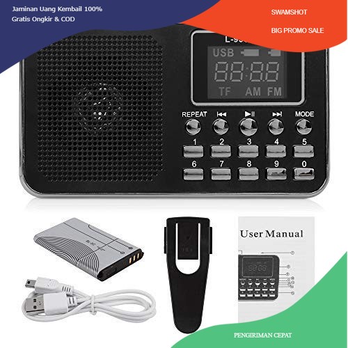 Mini Speaker Radio Digital LCD L-938B AM FM MP3 MicroSD TF FD Player