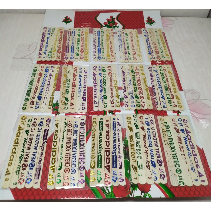 Stik sablon Emas Lembaran Mainan stick kayu Es cream 1 lembar isi 75 pcs