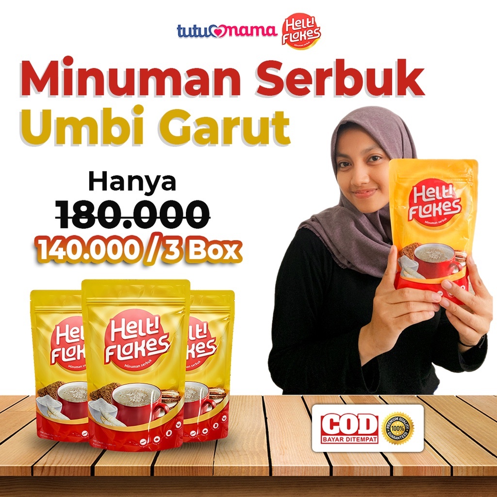 

HEMAT 3 Box HELTY FLAKES Sereal Umbi Garut - Atasi Asam Lambung Magh Sesak Nafas dan Lainnya