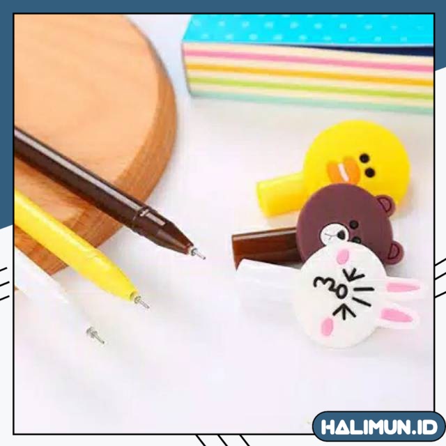 

HL153 Pena Karakter Gel Kelinci Bebek Beruang Pulpen Karakter Alat Tulis Sekolah ATK Pulpen Lancip Murah Import