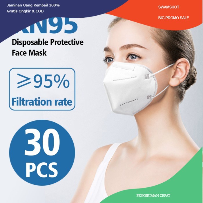 isi 30 pcs Masker KN95 PM2.5 Earloop 4Ply 4 ply filter 95% setara n95