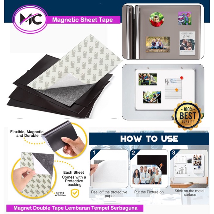 

Magnet Lembaran Tape 3m Besar Magnetic Sheet Lembar Double Tape Flexibel Magnet Photo Kotak