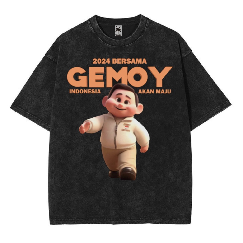 Kaos oversize prabowo subianto gemoy indonesia washed washing vintage tee