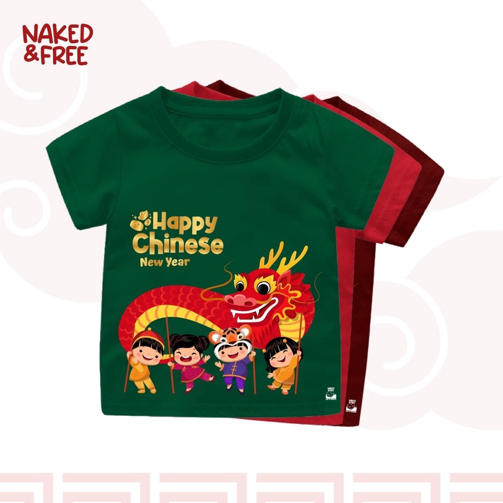 Naked & Free Kaos Bayi Anak Dan Dewasa Series Imlek Children And Red Dragon