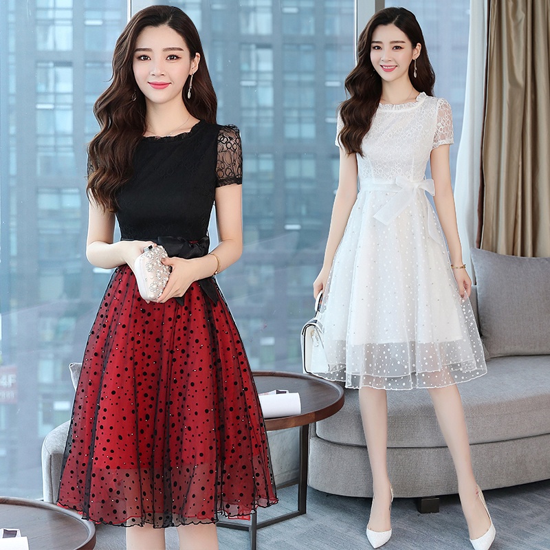 NANA Midi dress pesta renda korean style gaya manis