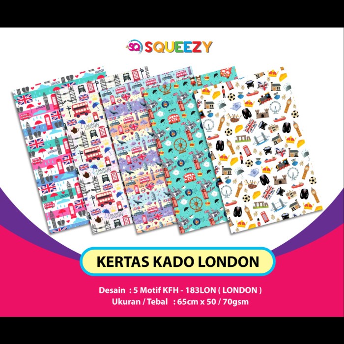 

Kertas Kado LONDON isi 50 / Bungkus Kado KFH-184LON