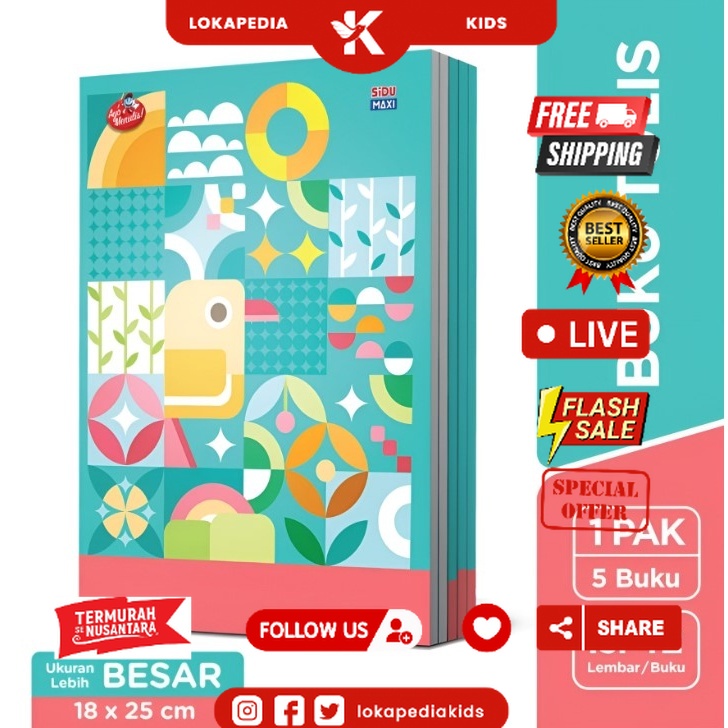 

BUKU TULIS SIDU MAXI 42 LEMBAR (1pak= 5 BUKU) / BUKU SEKOLAH BIG BOSS BOXY