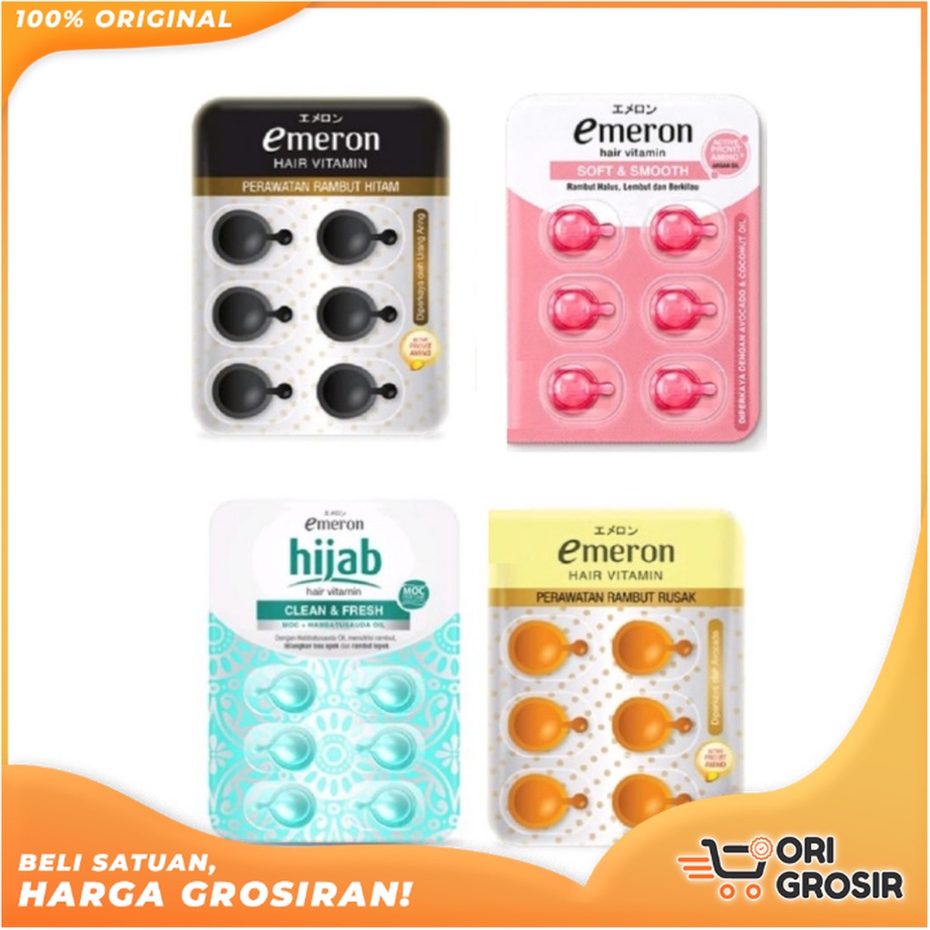 ORI Grosir Emeron Hair Vitamin - Emeron Vitamin Rambut Isi 6pcs - Pack