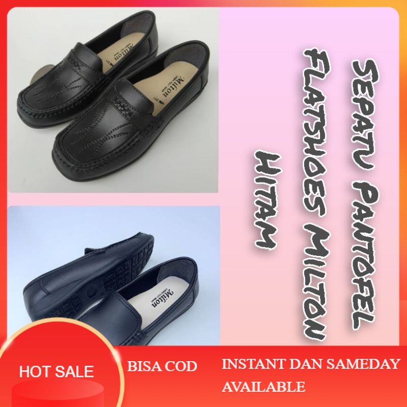 Sepatu Pantofel Flatshoes Wanita Milton Hitam