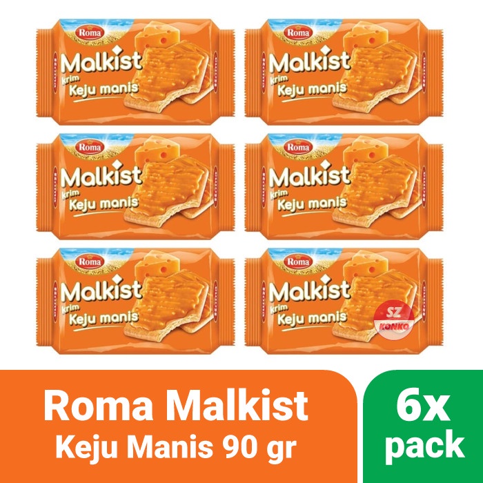 

Six Pack - 6x Biskuit Roma Malkist Keju Manis 90 gr - Paket Hemat