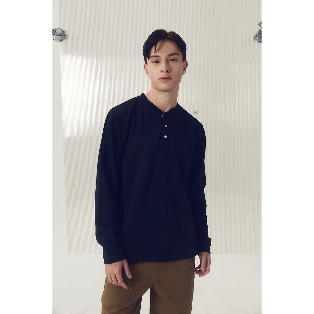 Larusso Lab - Kaos Lengan Panjang Henley - Black
